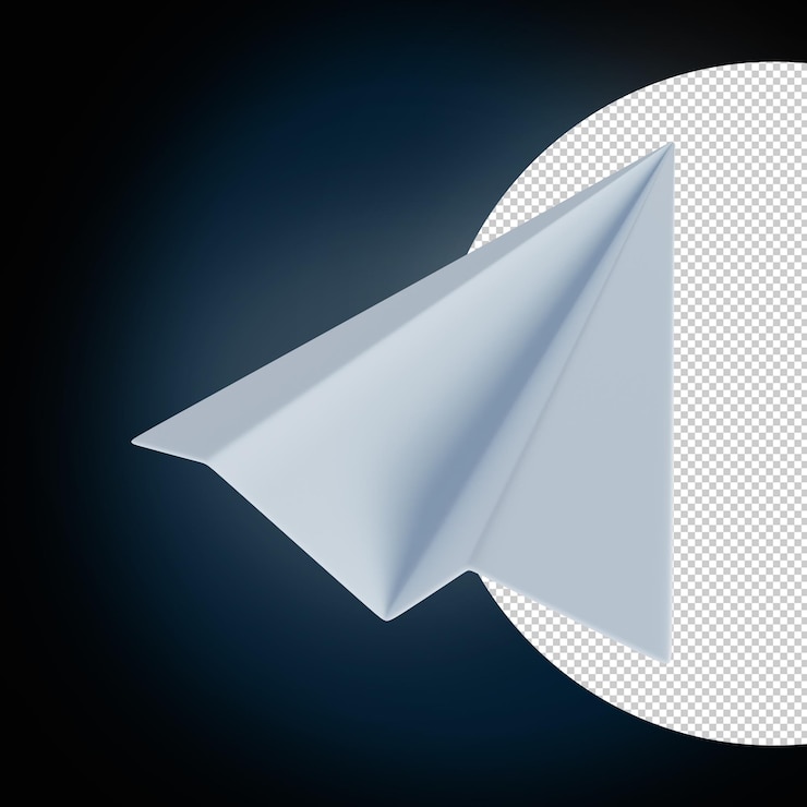 PSD illustrazione dell'aereo di carta bianca bluastra 3d psd premium