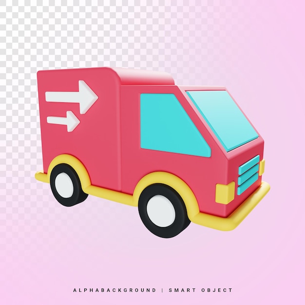 Illustrazione dell'icona 3d del camion di consegna