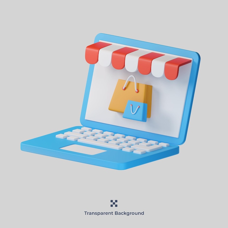 PSD illustrazione dell'icona 3d del negozio online