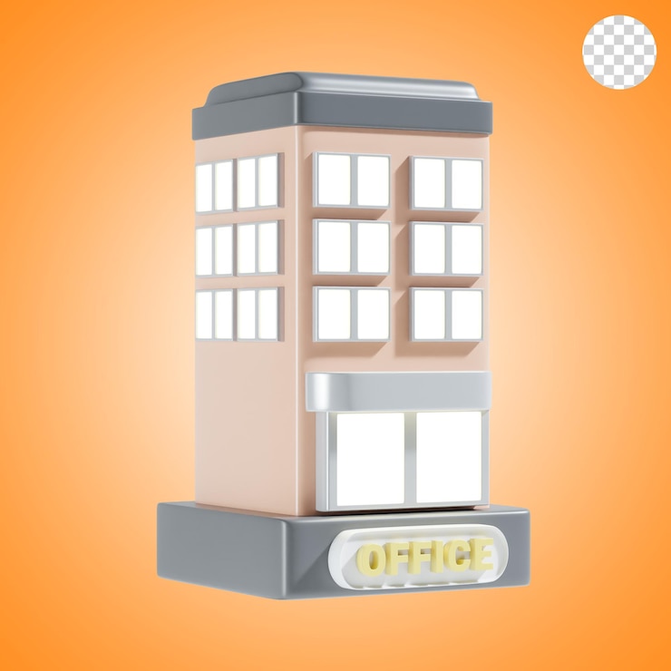 PSD illustrazione dell'icona 3d dell'edificio di ufficio