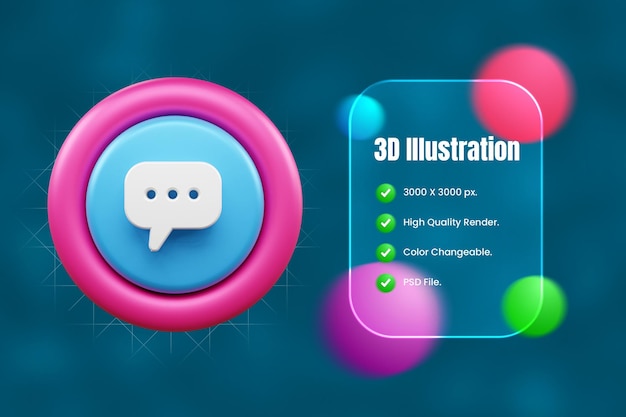 Illustrazione dell'icona 3D dell'interfaccia utente o icona dell'interface utente web e applicazioni