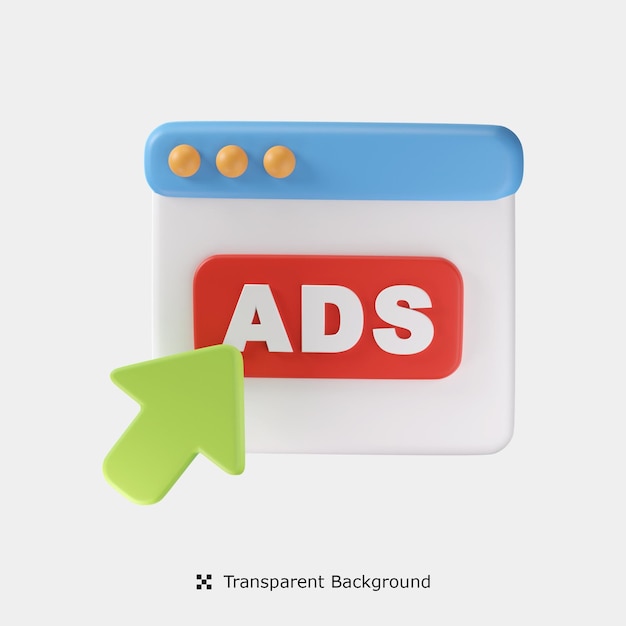 Illustrazione dell'icona 3d di annunci Web