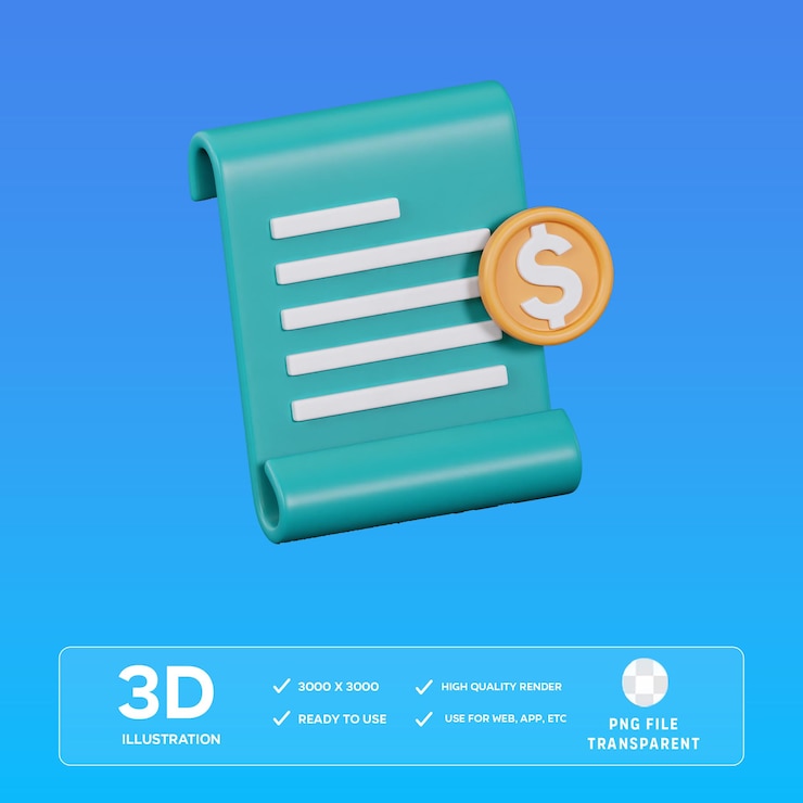 PSD illustrazione dell'icona 3d di bill