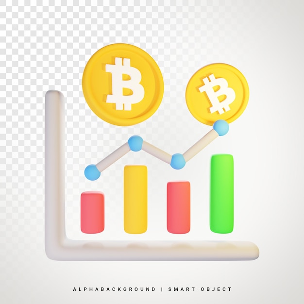 Illustrazione dell'icona 3d di Bitcoin Analytics