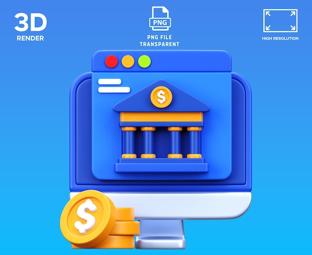 Illustrazione dell'icona 3D di Internet Banking