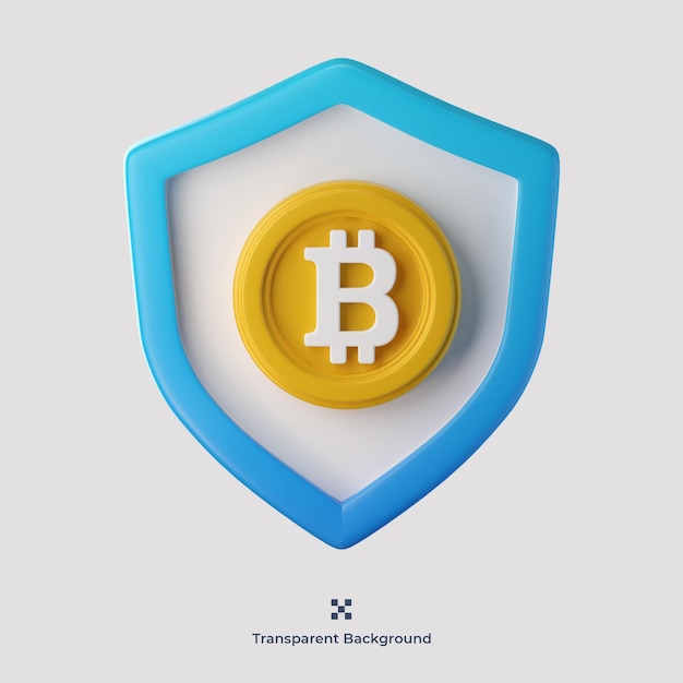 Illustrazione dell'icona 3d di sicurezza Bitcoin