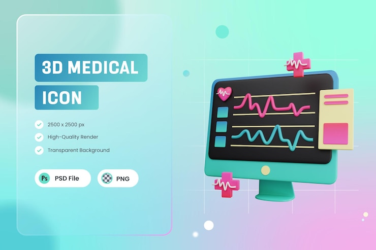 PSD illustrazione dell'icona 3d grafico medico