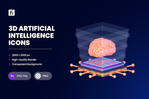 Illustrazione dell'icona 3D Intelligenza artificiale AI