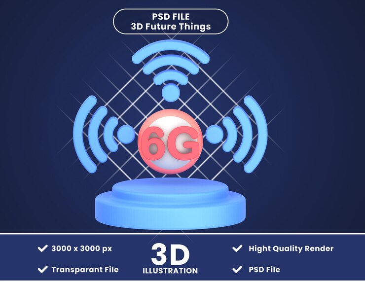 PSD illustrazione dell'icona 3d rete da 6 g
