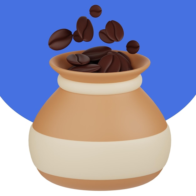 Illustrazione dell'icona 3D Sacco di chicchi di caffè