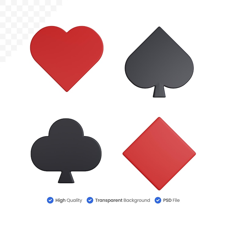 PSD illustrazione dell'icona 3d simbolo della carta da gioco