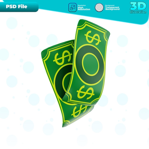 illustrazione dell'icona dei soldi del rendering 3d