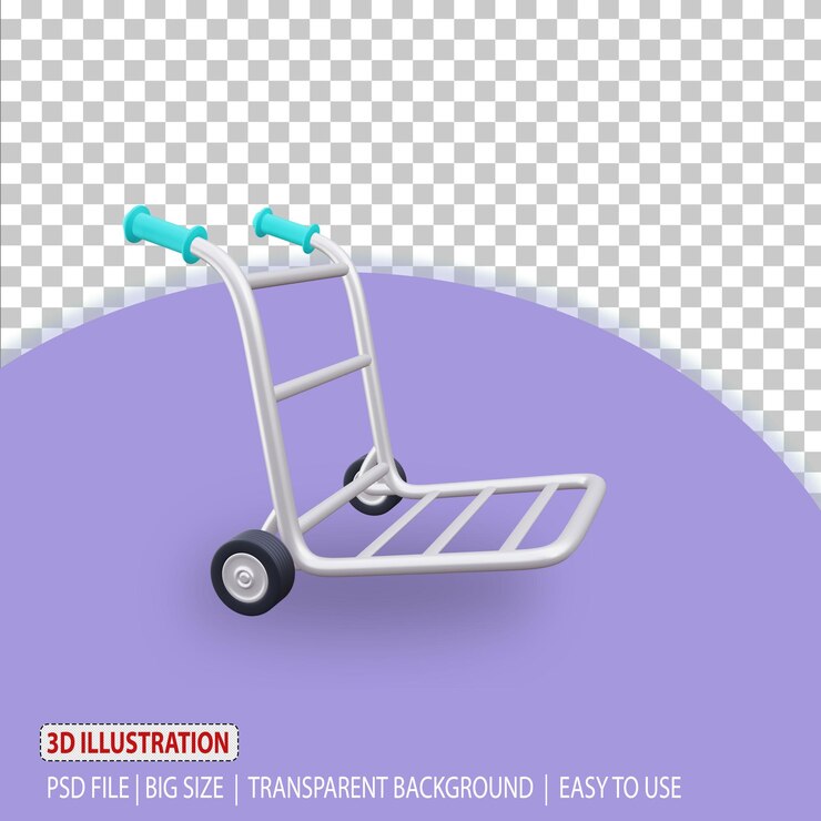 PSD illustrazione dell'icona del carrello 3d rendering logistico della spedizione con sfondo trasparente