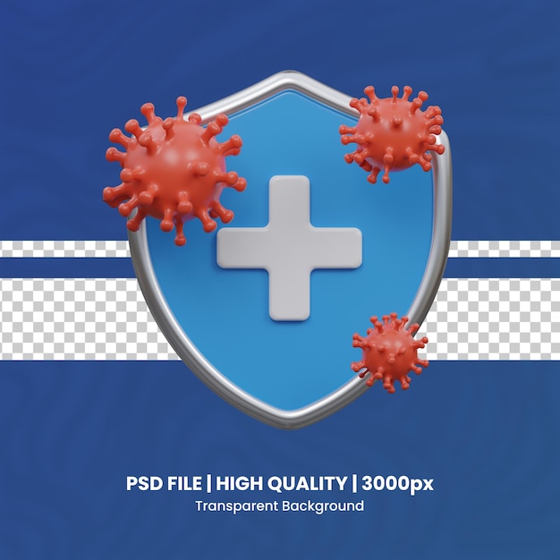 Illustrazione dell'icona del sistema immunitario 3D sfondo trasparente salute e medicina set 3D