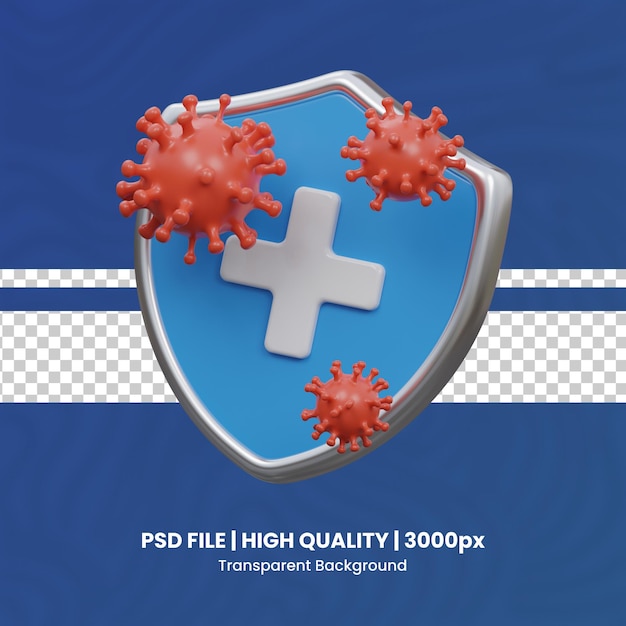 Illustrazione dell'icona del sistema immunitario 3D sfondo trasparente salute e medicina set 3D