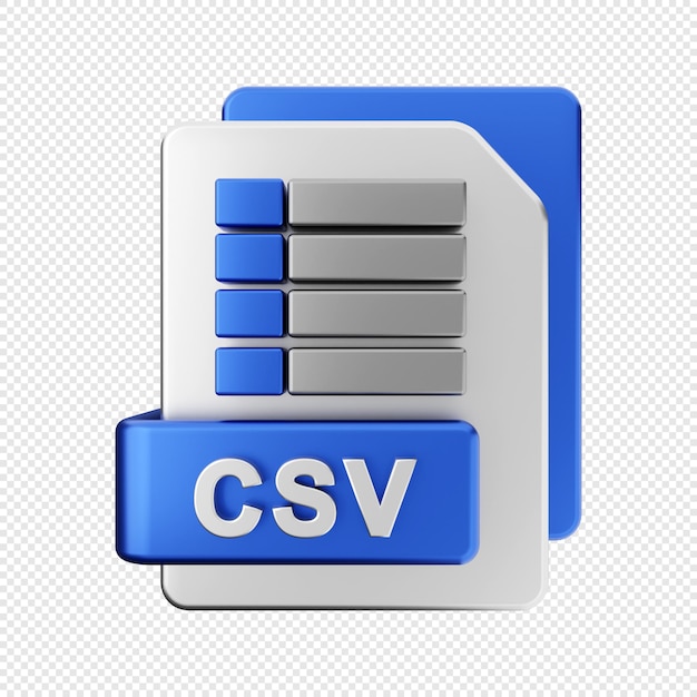 Illustrazione dell'icona del tipo CSV in formato file 3d