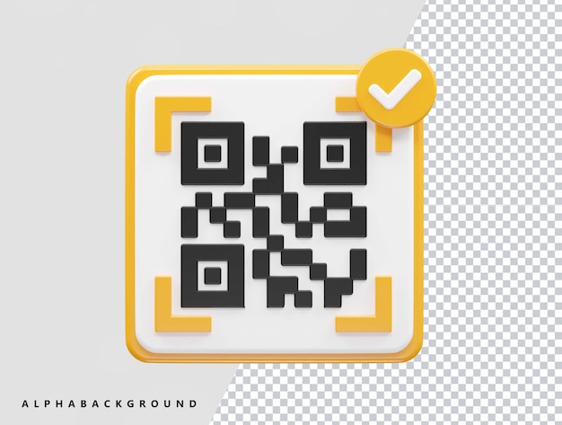 Illustrazione dell'icona del vettore del codice QR elemento trasparente di rendering 3d