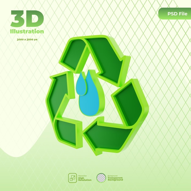 Illustrazione dell'icona dell'acqua purificata 3D