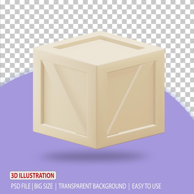 Illustrazione dell'icona della scatola 3d rendering logistico della spedizione con sfondo trasparente