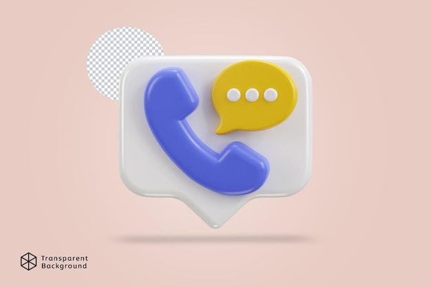 Illustrazione dell'icona di chiamata telefonica 3D e chat a bolle