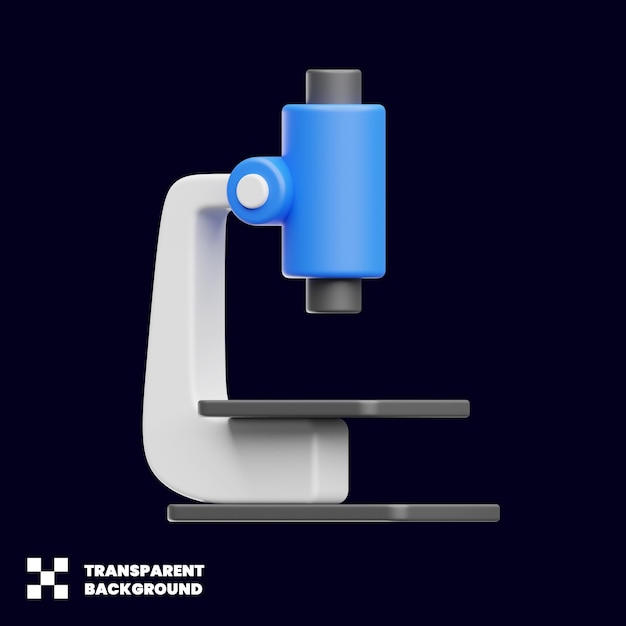Illustrazione dell'icona di formazione alla ricerca al microscopio nel rendering 3D minimalista