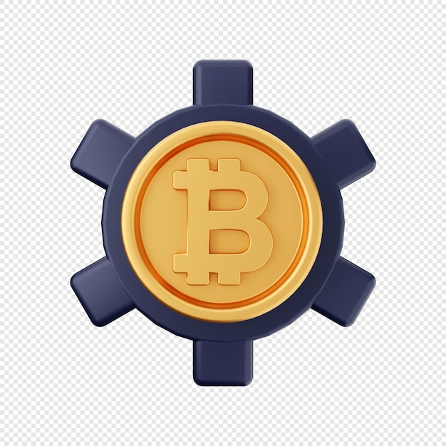 Illustrazione dell'icona di impostazione bitcoin 3D