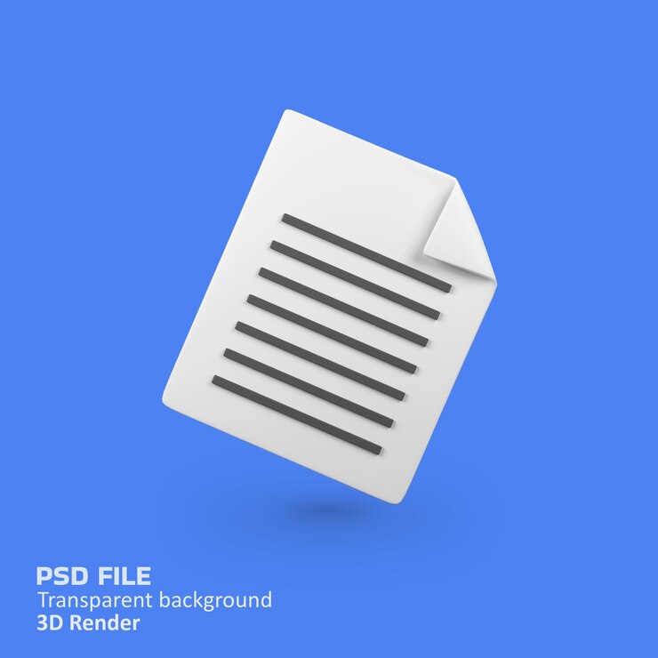 Illustrazione dell'icona di rendering 3D del file di documento letter isolato