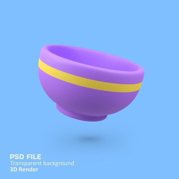 Illustrazione dell'icona di rendering 3D isolata della ciotola