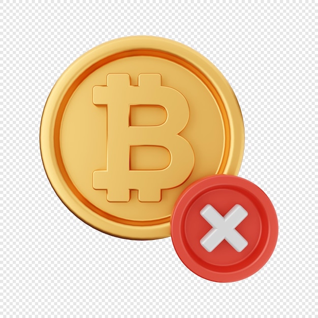 Illustrazione dell'icona di trasferimento non riuscito bitcoin 3d
