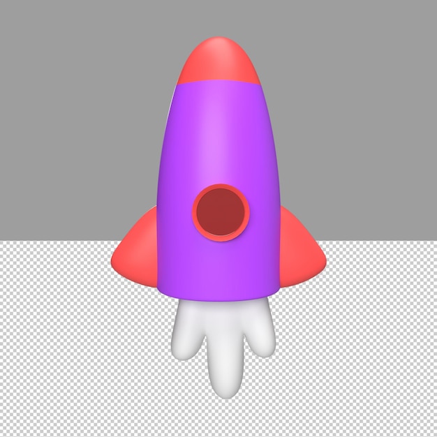 Illustrazione dell'oggetto renderizzato in stile cartone animato 3D Rocket