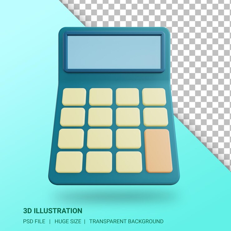 PSD illustrazione della calcolatrice 3d con sfondo trasparente