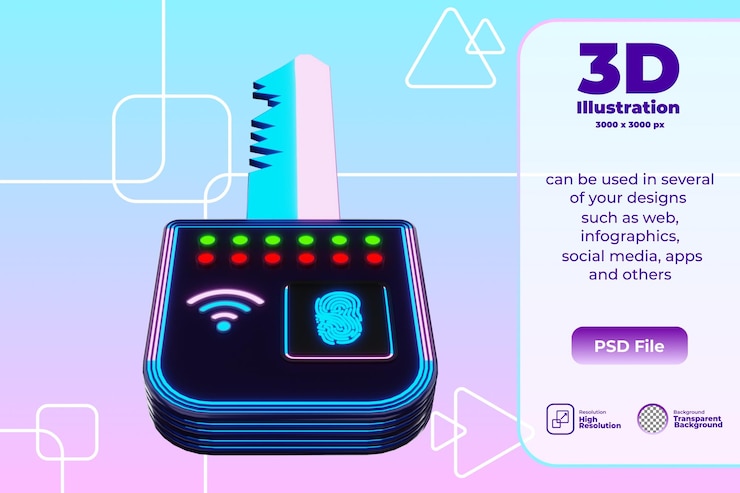 PSD illustrazione della chiave intelligente 3d