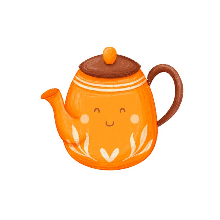 PSD illustrazione della consistenza di disegno a mano in ceramica gialla con volti sorridenti per la decorazione ecc.