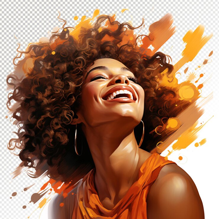 Illustrazione della donna gioiosa afroamericana Clipart africana americana