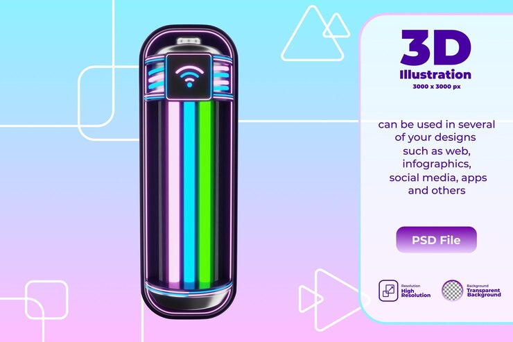 PSD illustrazione della lampada intelligente 3d