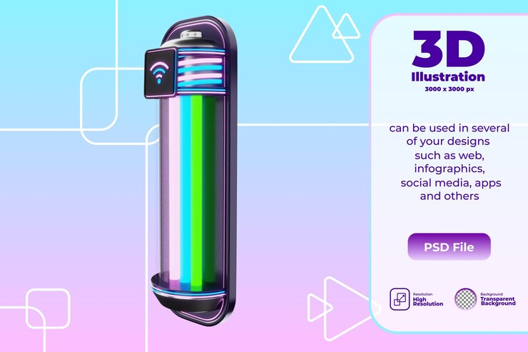 PSD illustrazione della lampada intelligente 3d