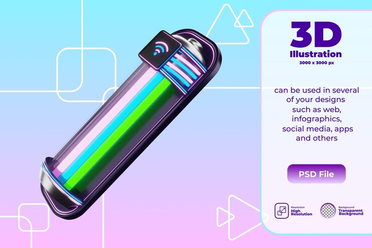 PSD illustrazione della lampada intelligente 3d