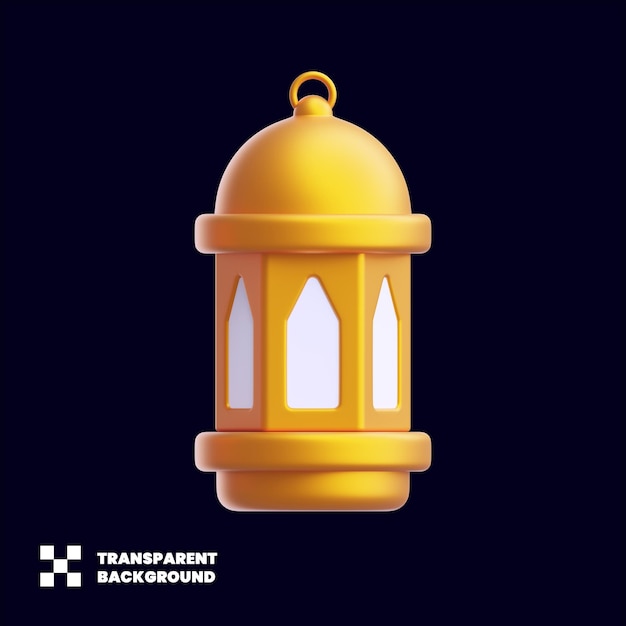 Illustrazione della lanterna d'oro del Ramadan nel rendering 3D minimalista