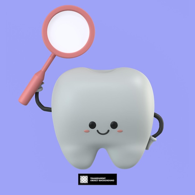 Illustrazione della mascotte del personaggio dei cartoni animati del dente carino 3d