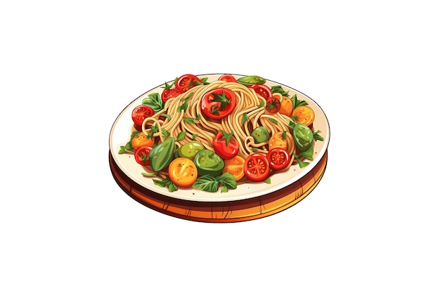 Illustrazione della pasta degli spaghetti con ragù alla bolognese su un piatto