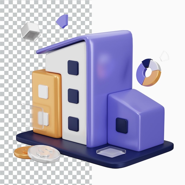 Illustrazione della progettazione del set di icone 3D per la finanza