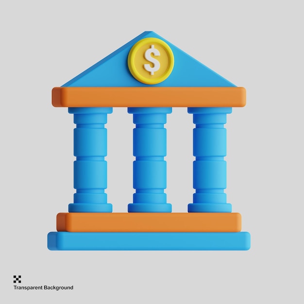 Illustrazione della rappresentazione 3d della banca