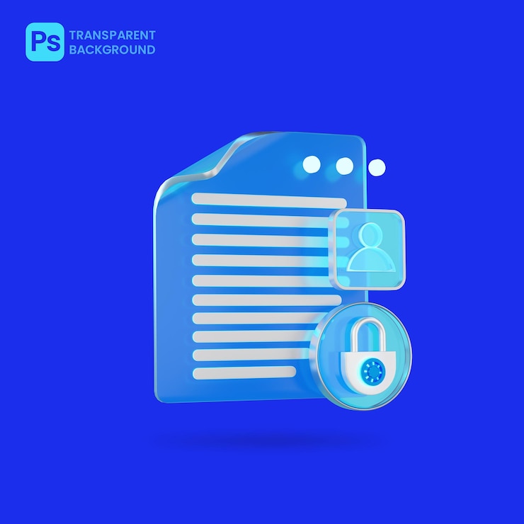 PSD illustrazione della sicurezza informatica dell'analisi delle informazioni e dell'icona 3d del lucchetto