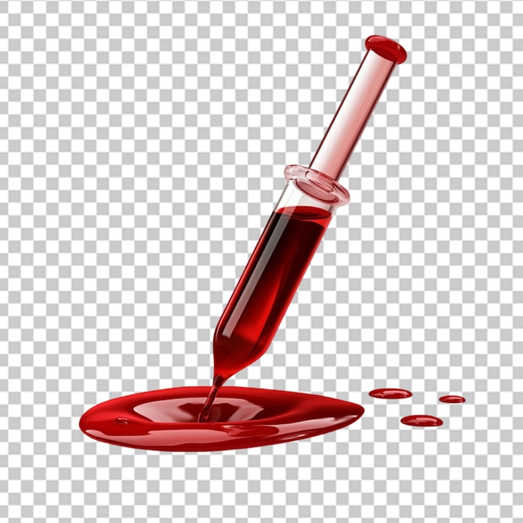 PSD illustrazione della siringa rossa su sfondo trasparente