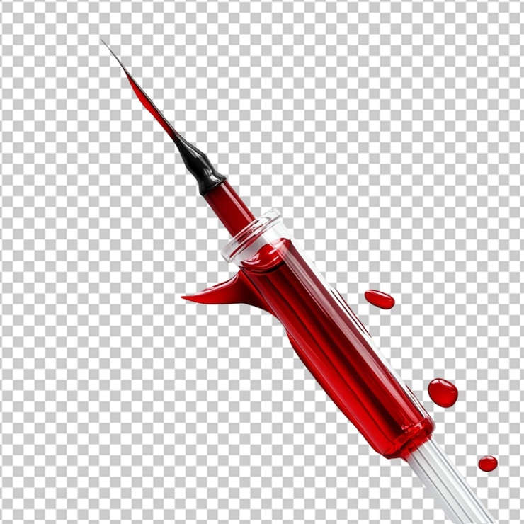 PSD illustrazione della siringa rossa su sfondo trasparente