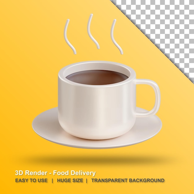 Illustrazione della tazza di caffè 3d con sfondo trasparente