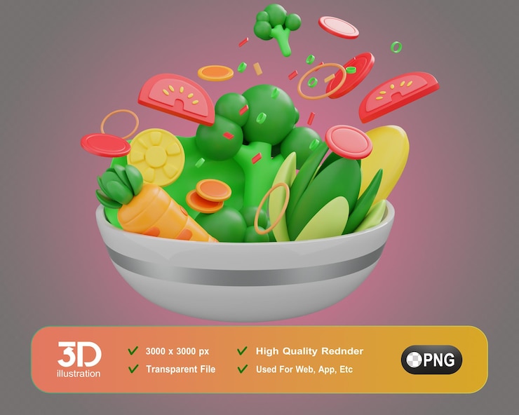 PSD illustrazione delle icone dei pasti degli alimenti 3d degli ingredienti 3d