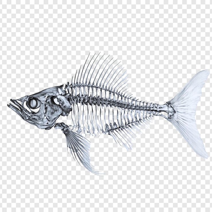 PSD illustrazione dello scheletro di pesce