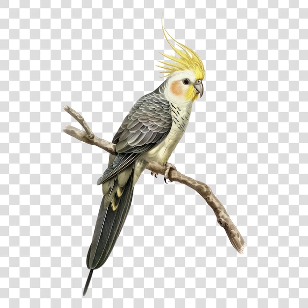 Illustrazione dettagliata dell'uccello cockatiel della PNG