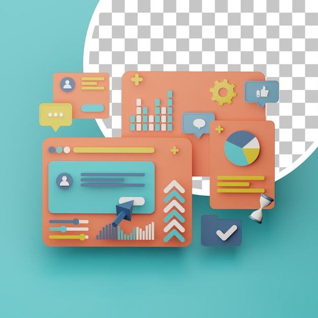 Illustrazione di analisi dei dati di marketing 3D